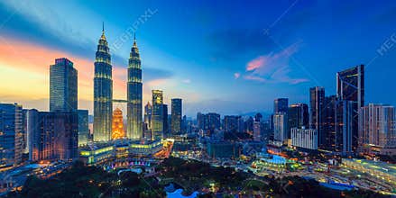 Kuala Lumper skyline at twilight