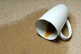 Coffee spilt on carpet