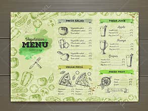 Vintage vegetarian food menu