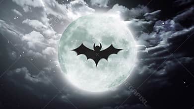 Bat Large Halloween moon dark sky