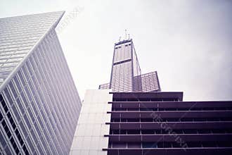 Downtown Chicago - Willis Tower in a Business District