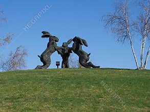 Dancing Hares Sculpture