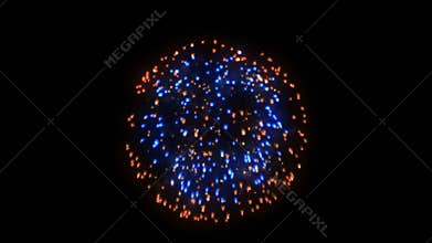 Fireworks, red and blue holiday background, against black