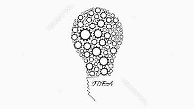 Gears rotate inside Bulb idea 2D flat creativity