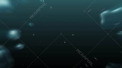 Seamless Abstract animation of water bubble stream fluid particle zooming in while diving down to the deep blue sea ocean backgrou