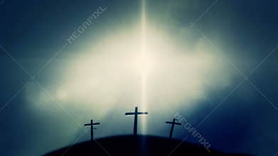 Wooden Crosses on Jesus Golgotha Mount Calvary Hill