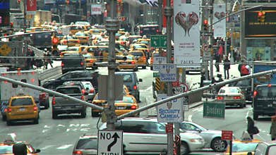 Traffic and people on a typical day in New York