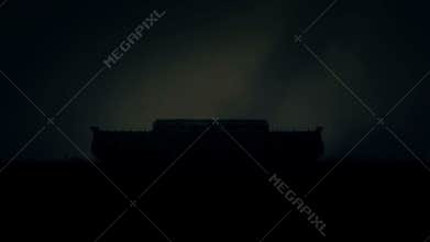 Noah Arc Under the Rain at the Beginning of the Great Flood