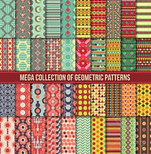 Big collection of seamless colorful retro patterns