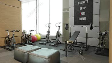 Sport interior room flytrough