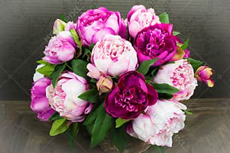 Pink Peony Rose Flowers Bouquet in Vase