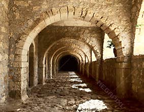Arched tunnel of ancient fortress