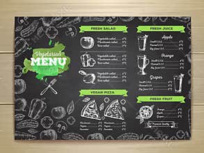 Vintage vegetarian food menu design.