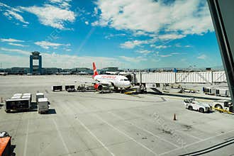 Virgin America plane at gate