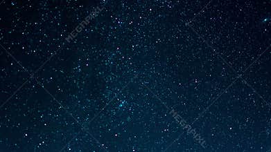 Starry sky with shooting stars, time lapse