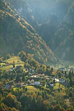 Mountain Village in Autumn