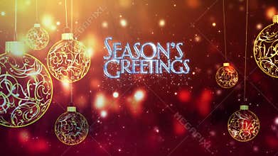 Seasons Greetings Swinging Ornaments in Gold
