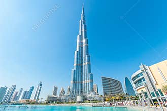 Magnificent Burj Khalifa building in downtown Dubai, UAE
