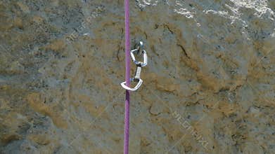 Climbing Rope Moving On Rock