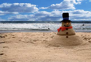 Snowman Sandman Beach Scene (Add Family For Portraits)