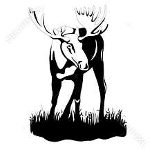Adult moose black silhouette