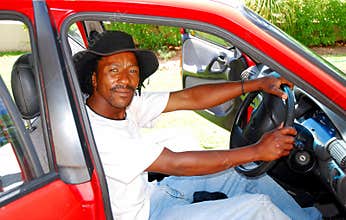 Black man in car