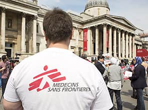 Medics Under Fire. Rally in Trafalgar Square.