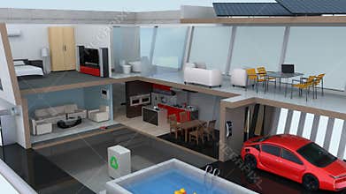 3DCG animation of smart house on smart phone