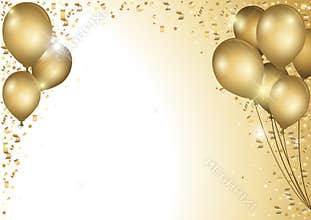 Holiday Background With Gold Balloons