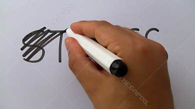 Hand crossing out stress word