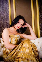 Pretty woman in stylish dress