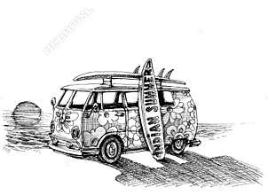 Surf van on the beach