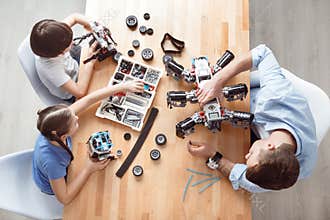 Positive father playing with kids