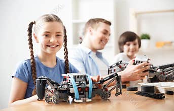 Positive kids playing with lego