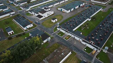 Aerial view of chicken poultry production farm