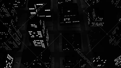 Dark city flyby