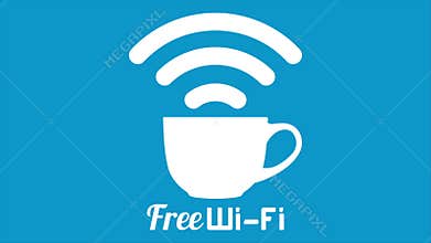 Internet cafe free wifi coffee cup sign.