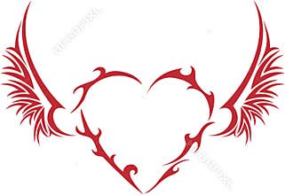 Tribal heart with wings