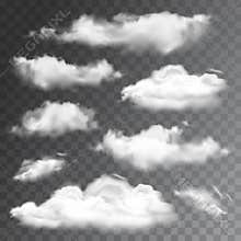 Set of transparent realistic clouds. Vector illustration
