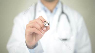 Pain , Doctor writing on transparent screen