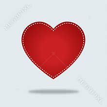 Red heart Vector Icon with stiches
