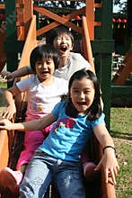 Children playing slide