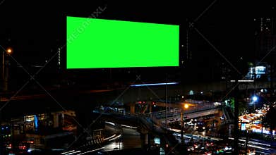 Advertising Billboard with green screen, time lapse.