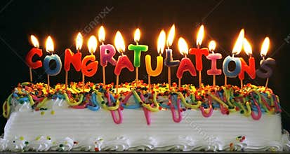 Cake with congratulations candles