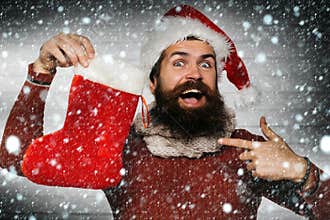 Christmas man with decorative stocking