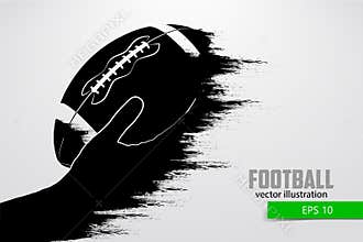 Hand holds the rugby ball, silhouette. Vector illustration