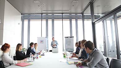 Amusing creative director giving presentation