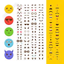 Create your own emoticon. Kawaii faces. Emoji. Avatar. Character