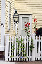 Colonial house entrance