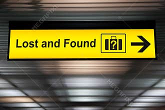 Lost and Found sign at the Airport